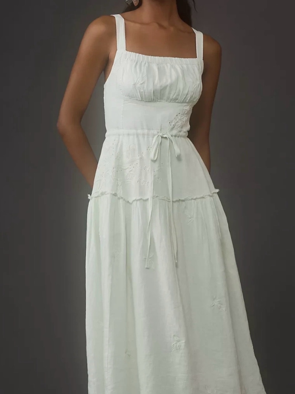 Anthropologie Pale Mint Green Eyelet Maxi Dress - Picture 3 of 16